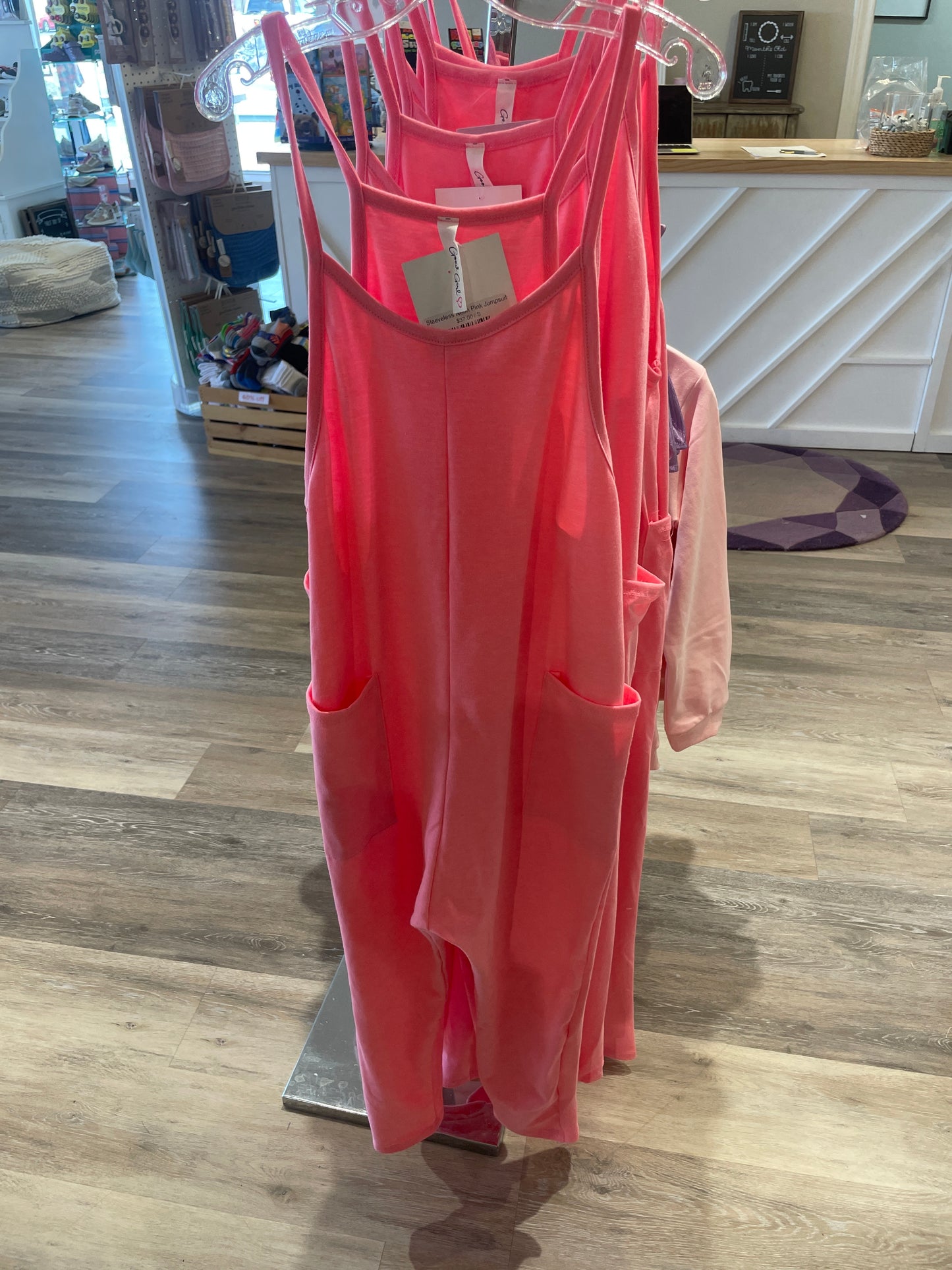 Sleeveless Neon Pink Jumpsuit