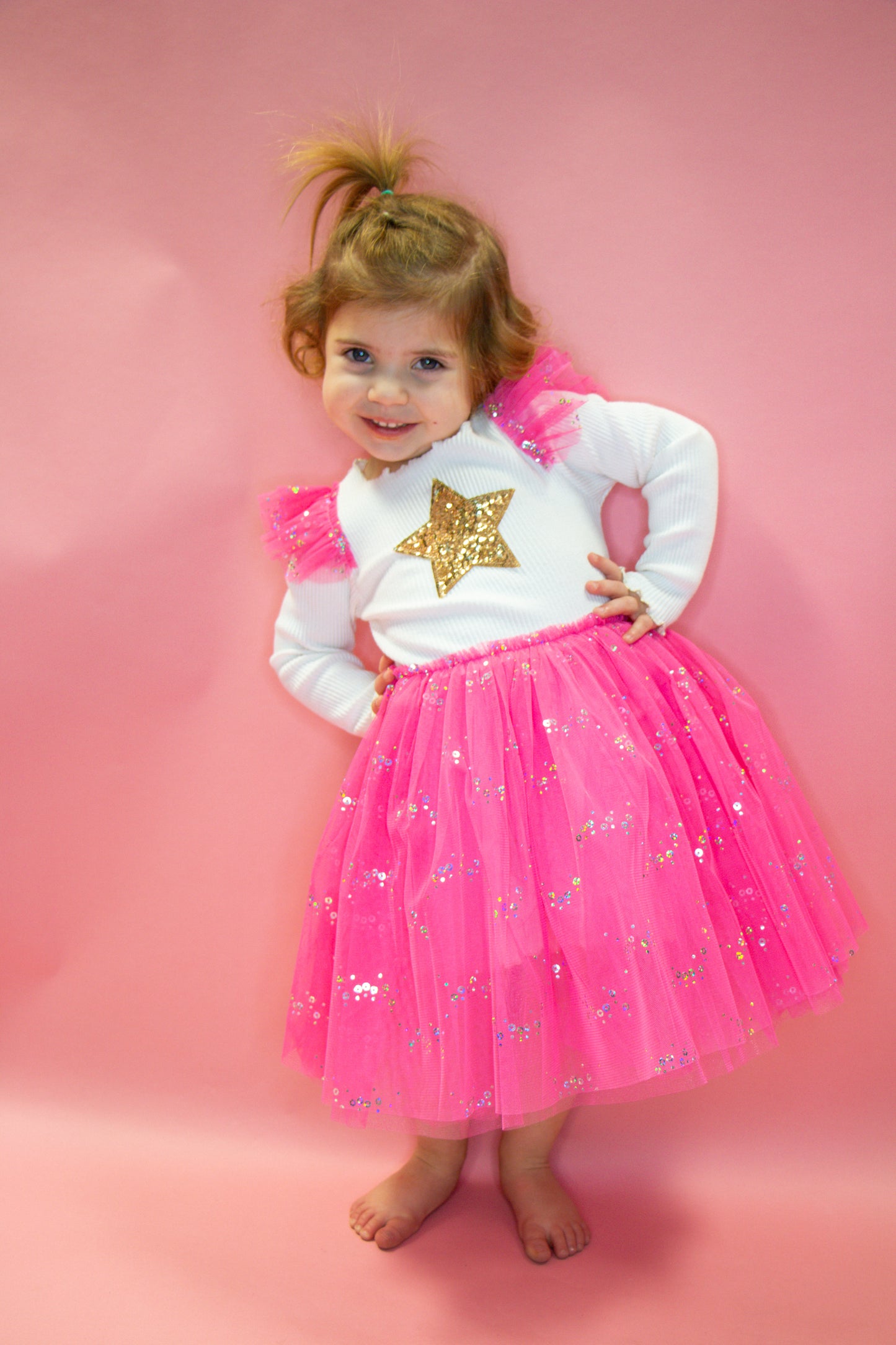 White/Pink Star Frill Tutu Dress