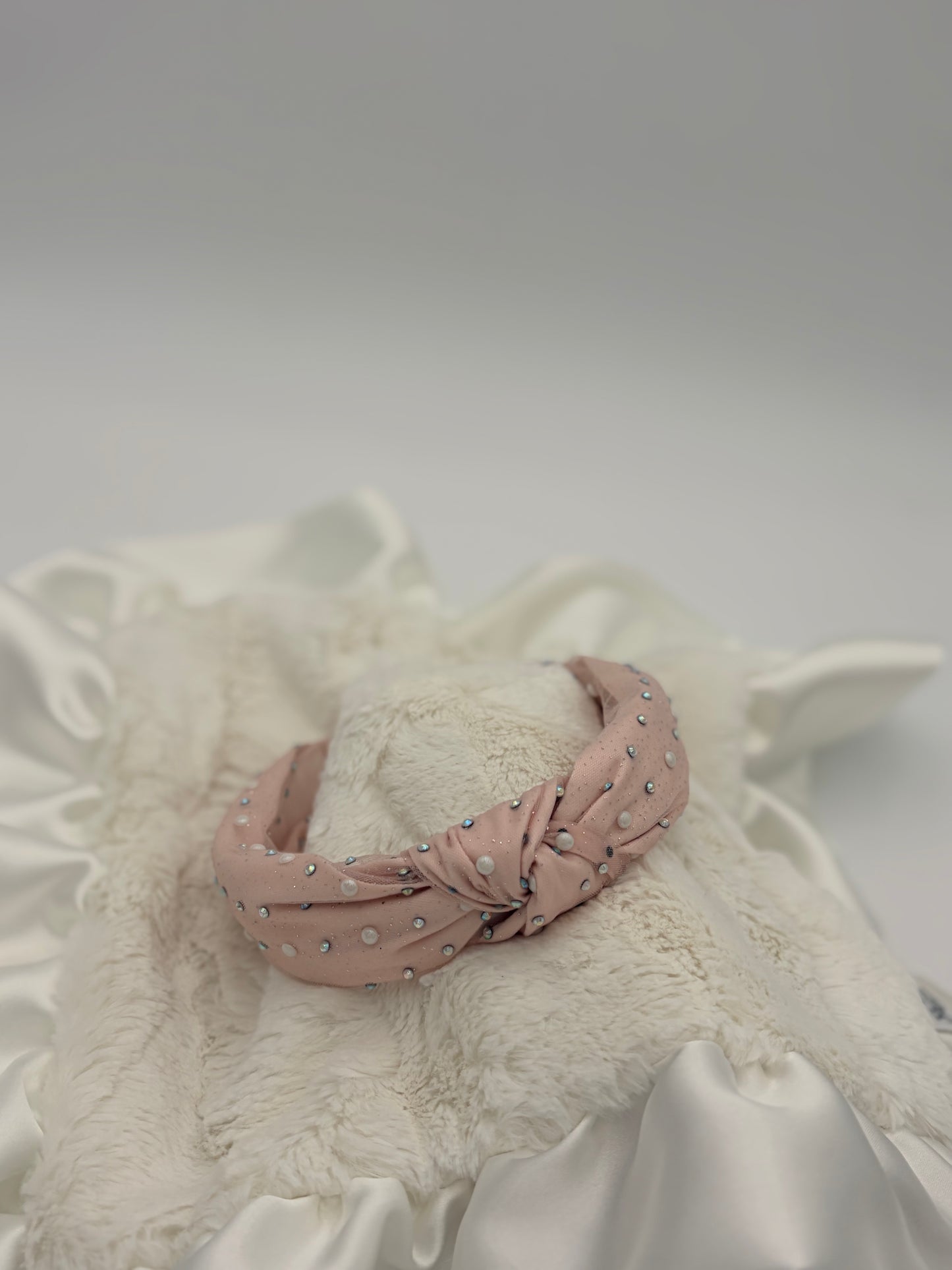 Pearl and Crystal Tulle Knot Headband