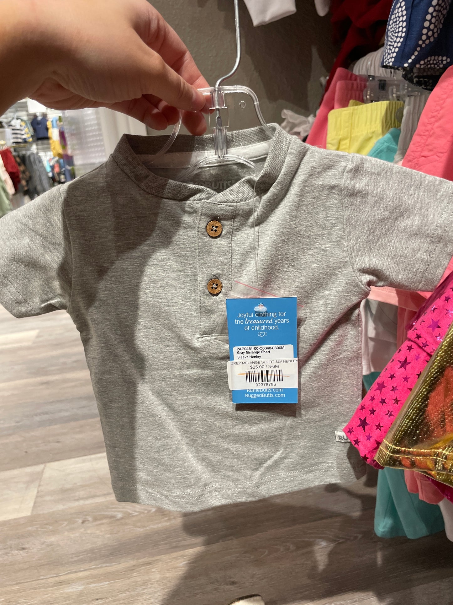 GREY MELANGE SHORT SLV HENLEY