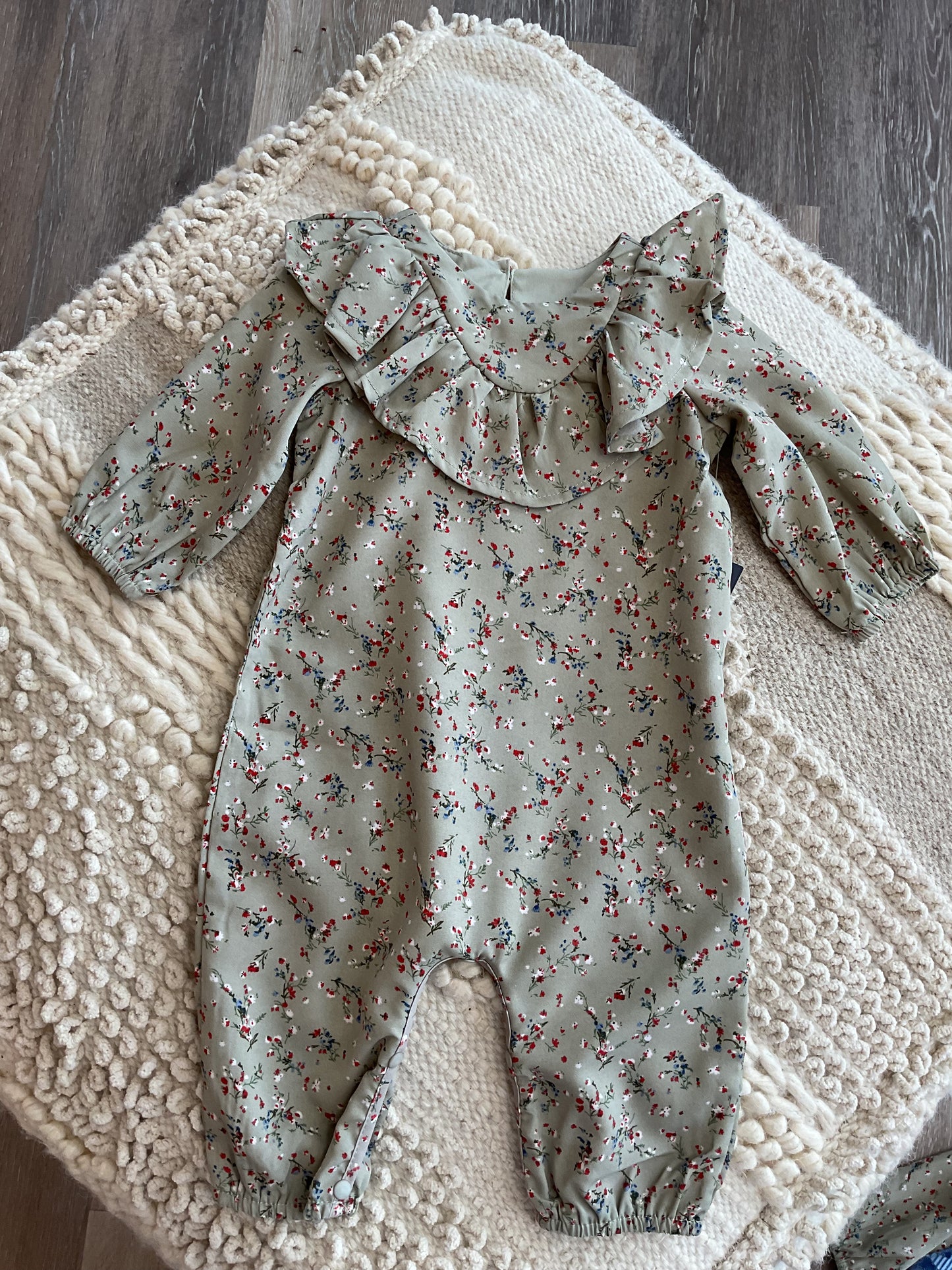 Berry and Olive Wreath Rayon Romper