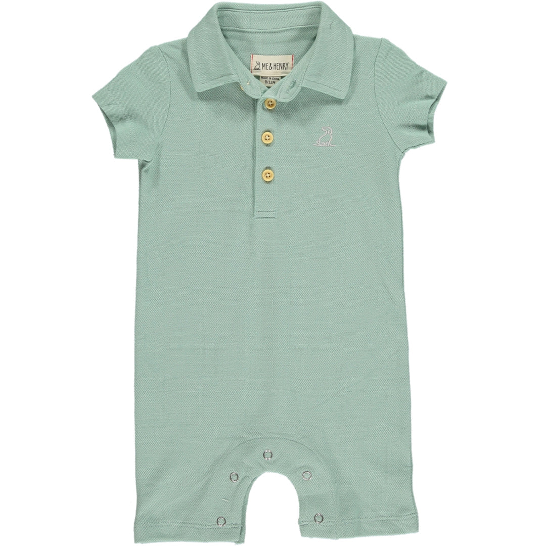 SAGE PIQUE POLO ROMPER