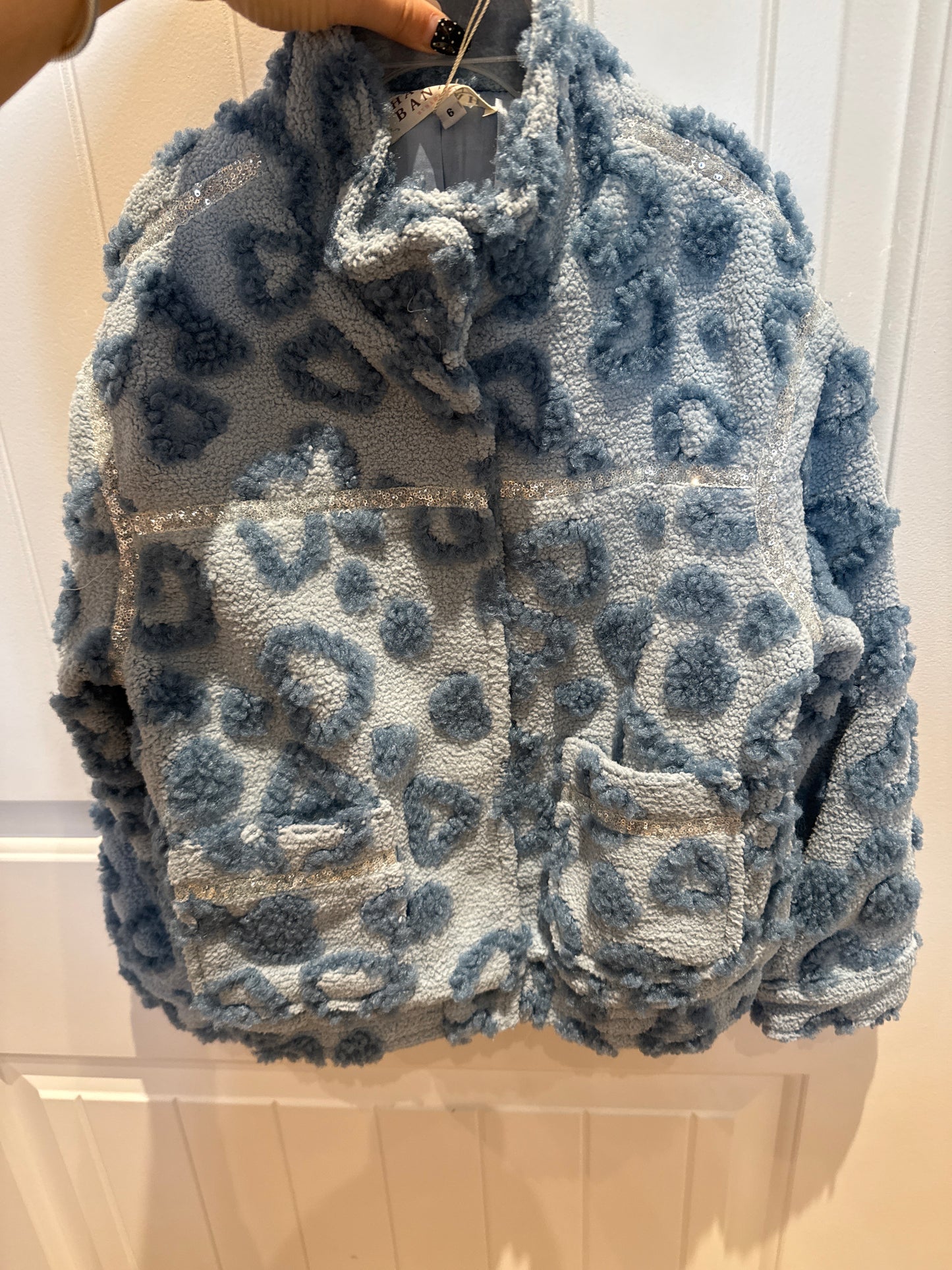 Heart Embossed Faux Sherpa Jacket