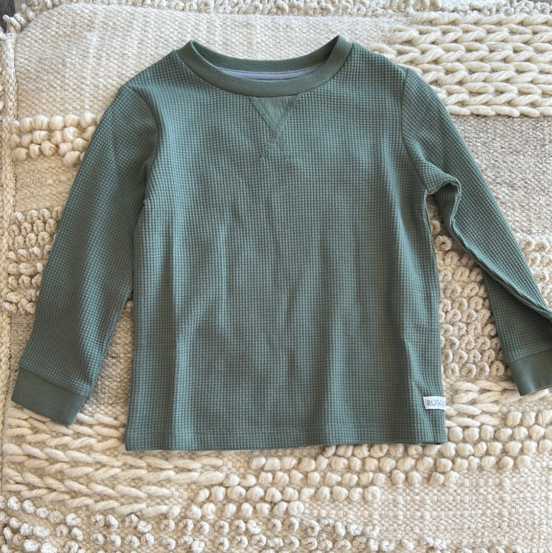 SEA SPRAY WAFFLE KNIT LONG SLEEVE CREW NECK SHIRT