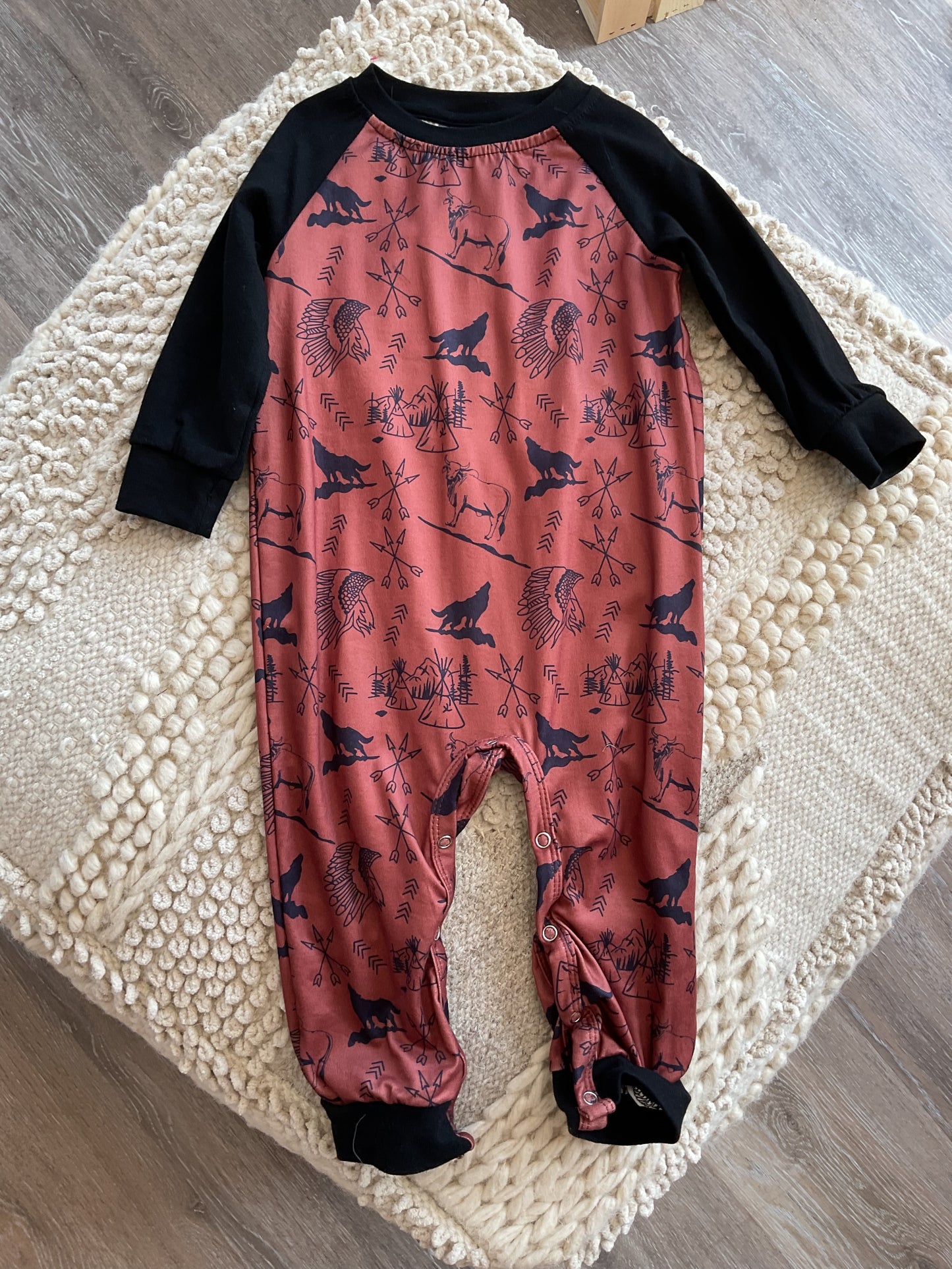 Infant Long Sleeve Indian Print Romper