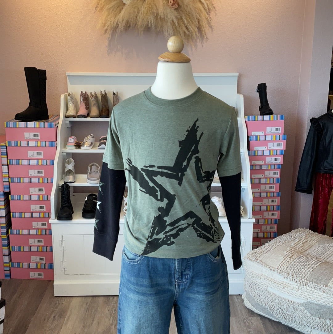 LS GRUNGE STAR 2FER, OLIVE