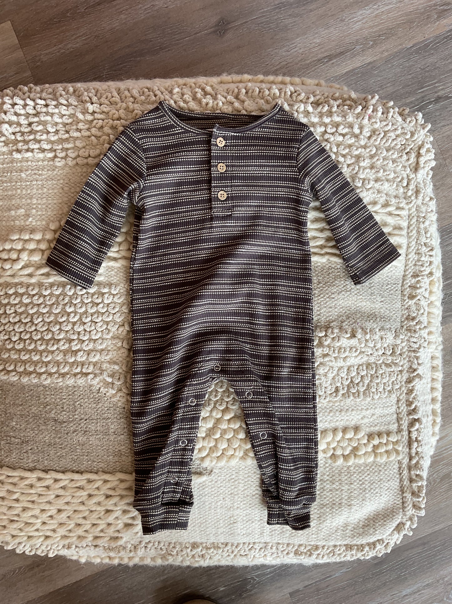 TAN/BROWN STRIPE ROMPER