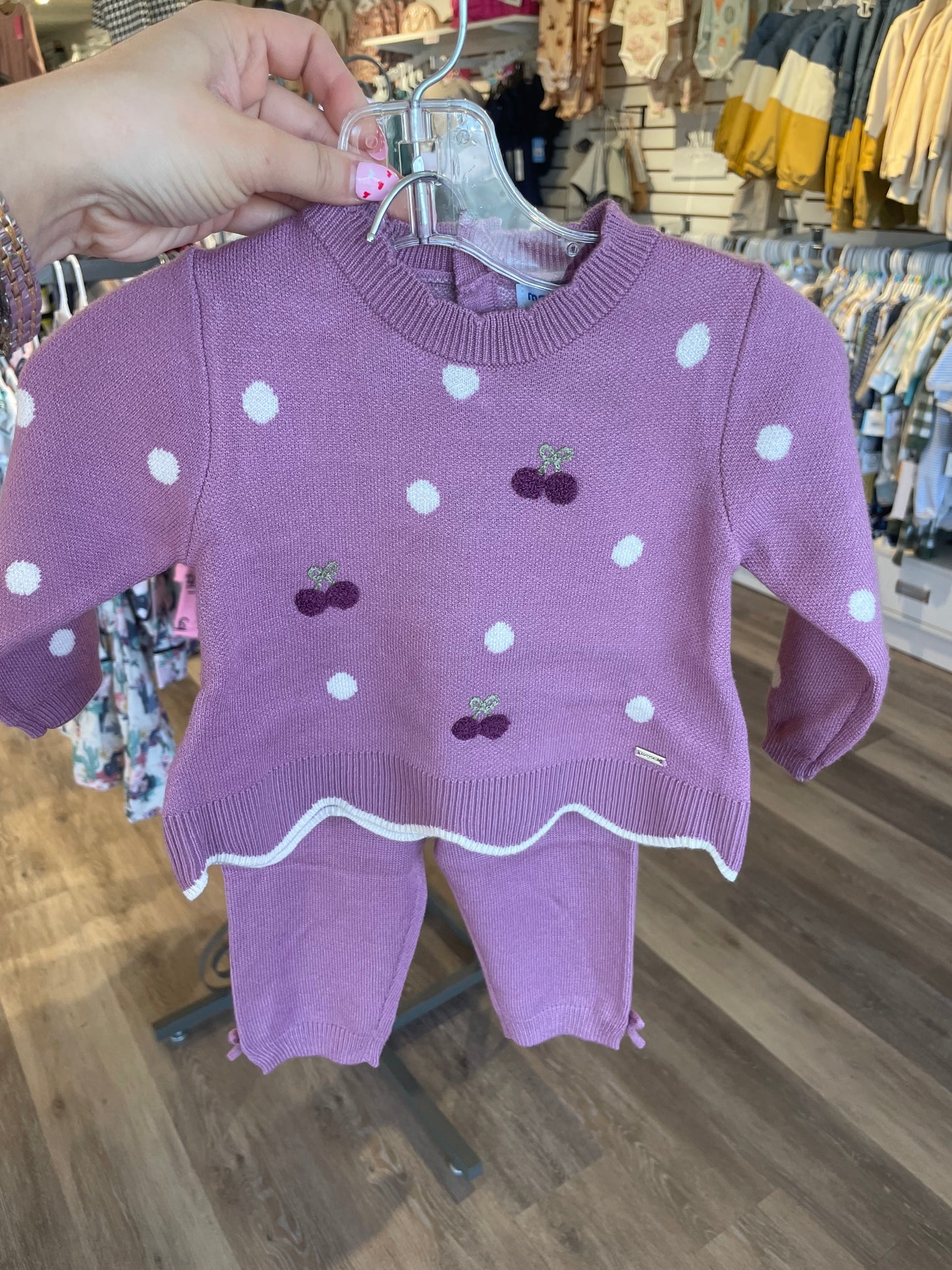 Purple Cherry Polka Dot Set