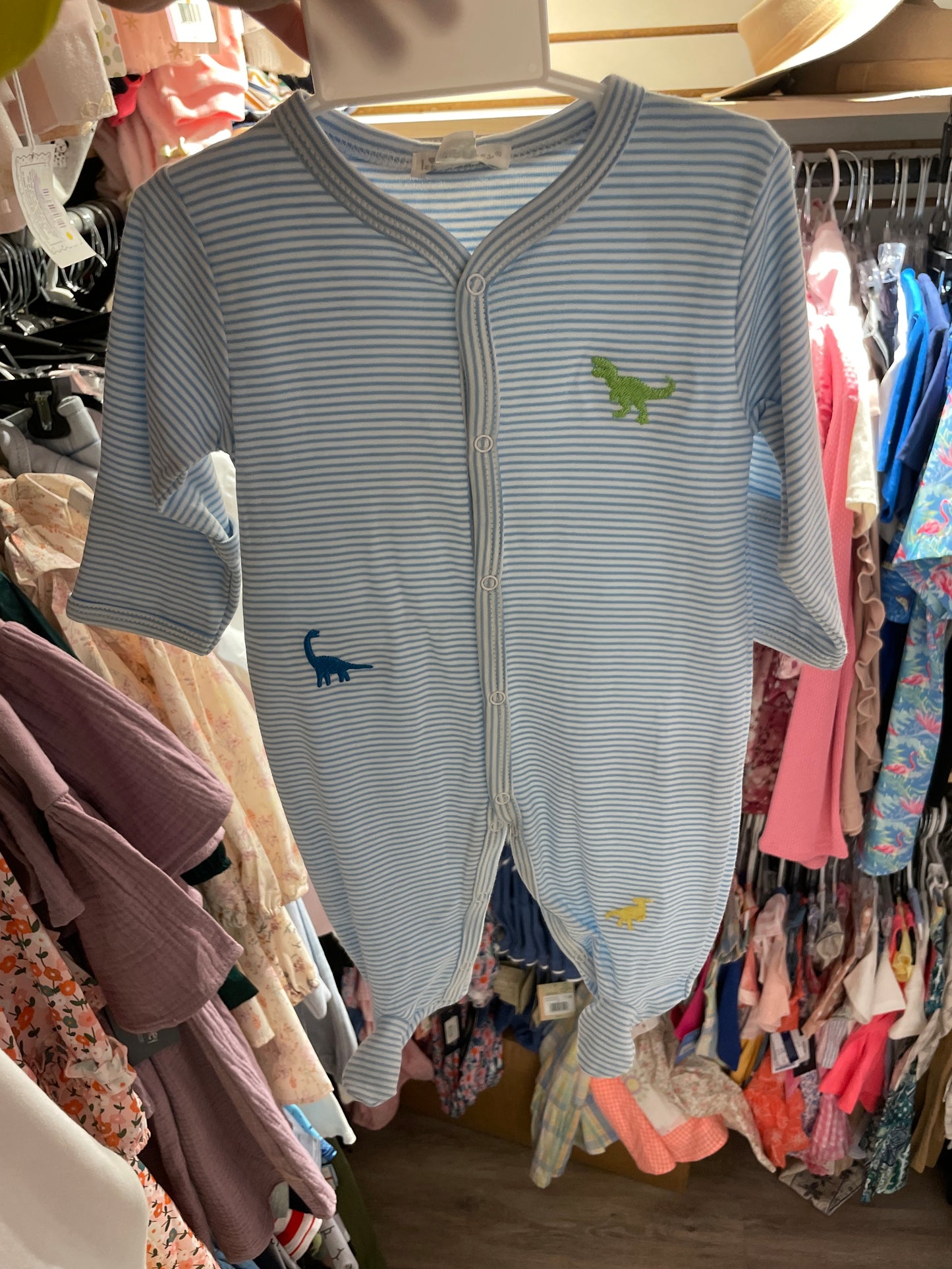 STRIPPED DINO FOOTIE