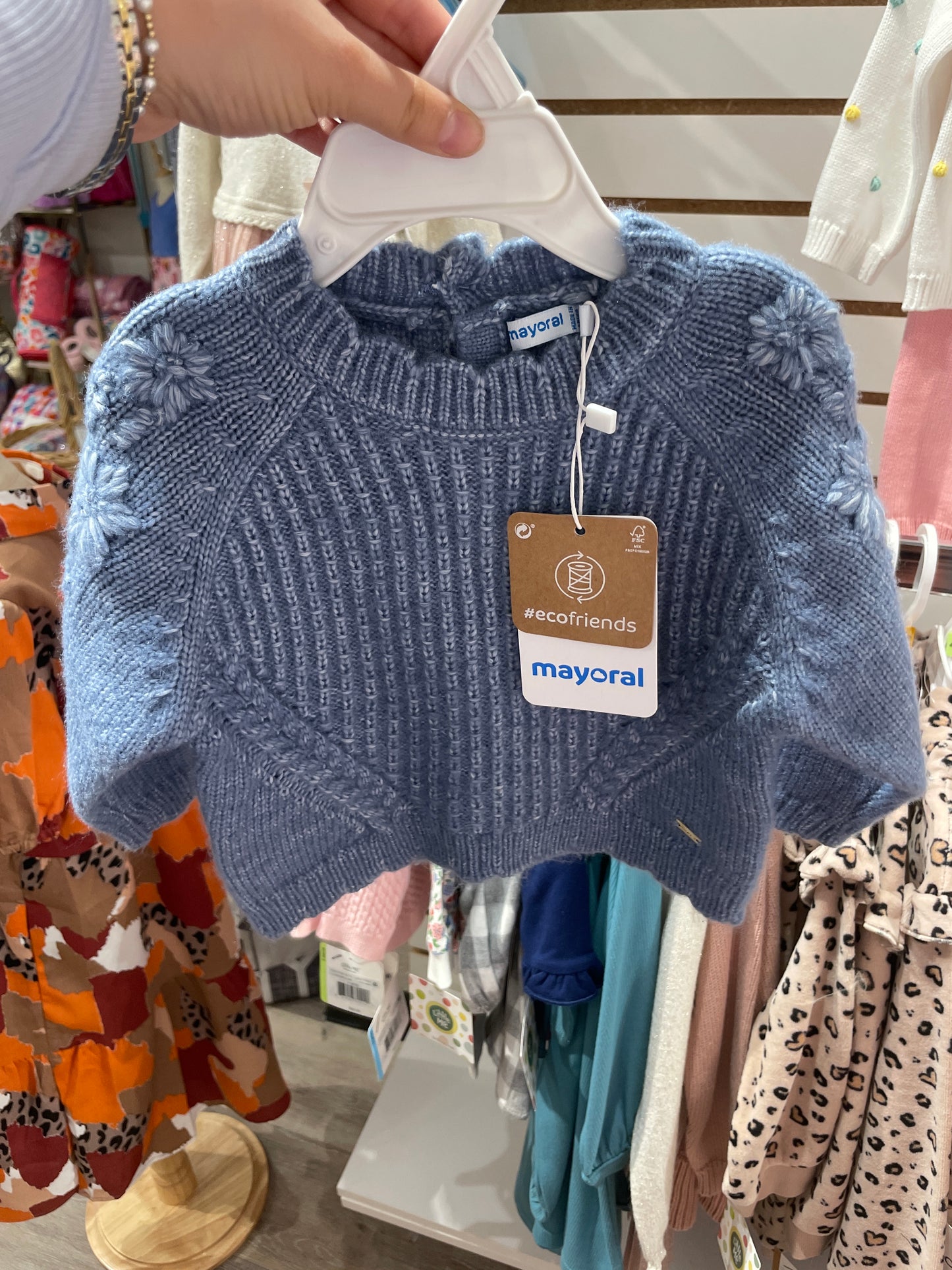 Steel Blue Floral Sweater