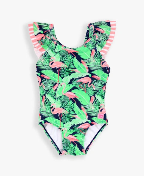 Flamingo Frenzy Ruffle V-back One Piece