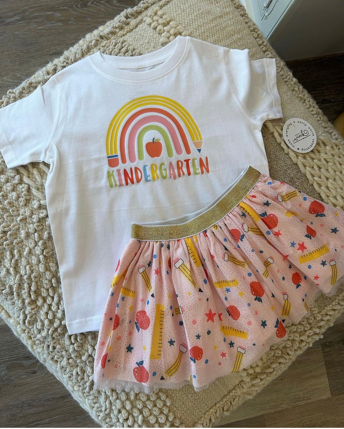 KINDERGARTEN PENCIL RAINBOW TEE