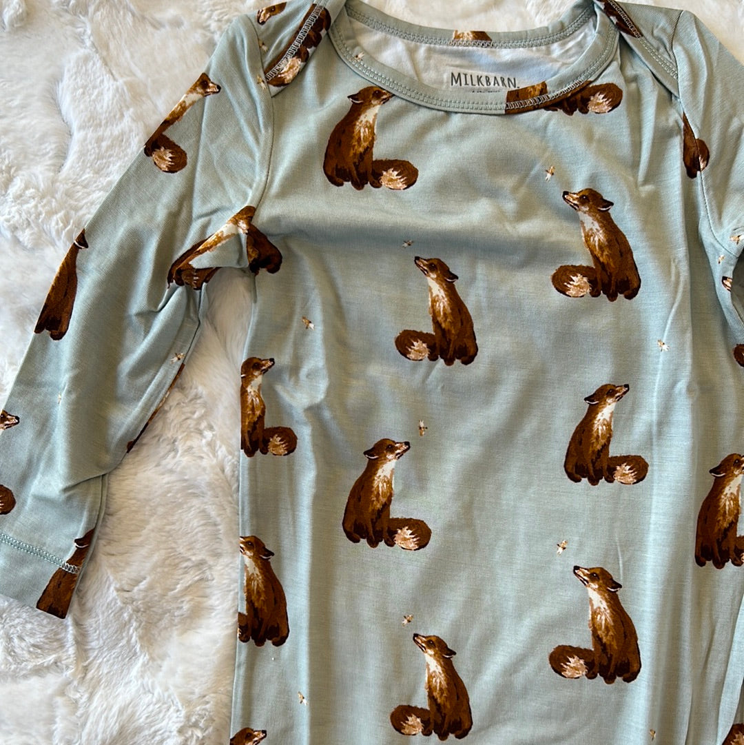 Stretch Button Romper Fox print