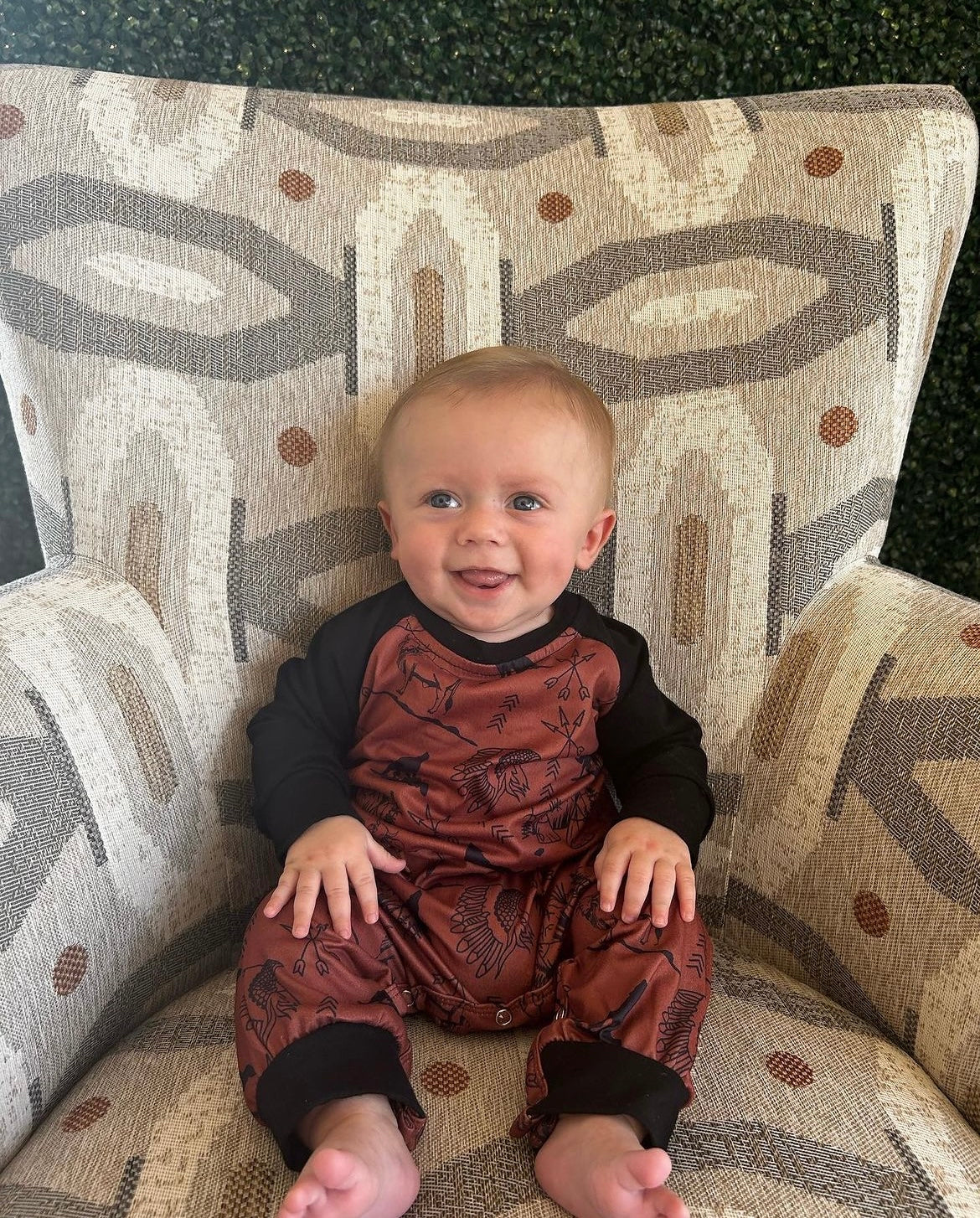 Infant Long Sleeve Indian Print Romper