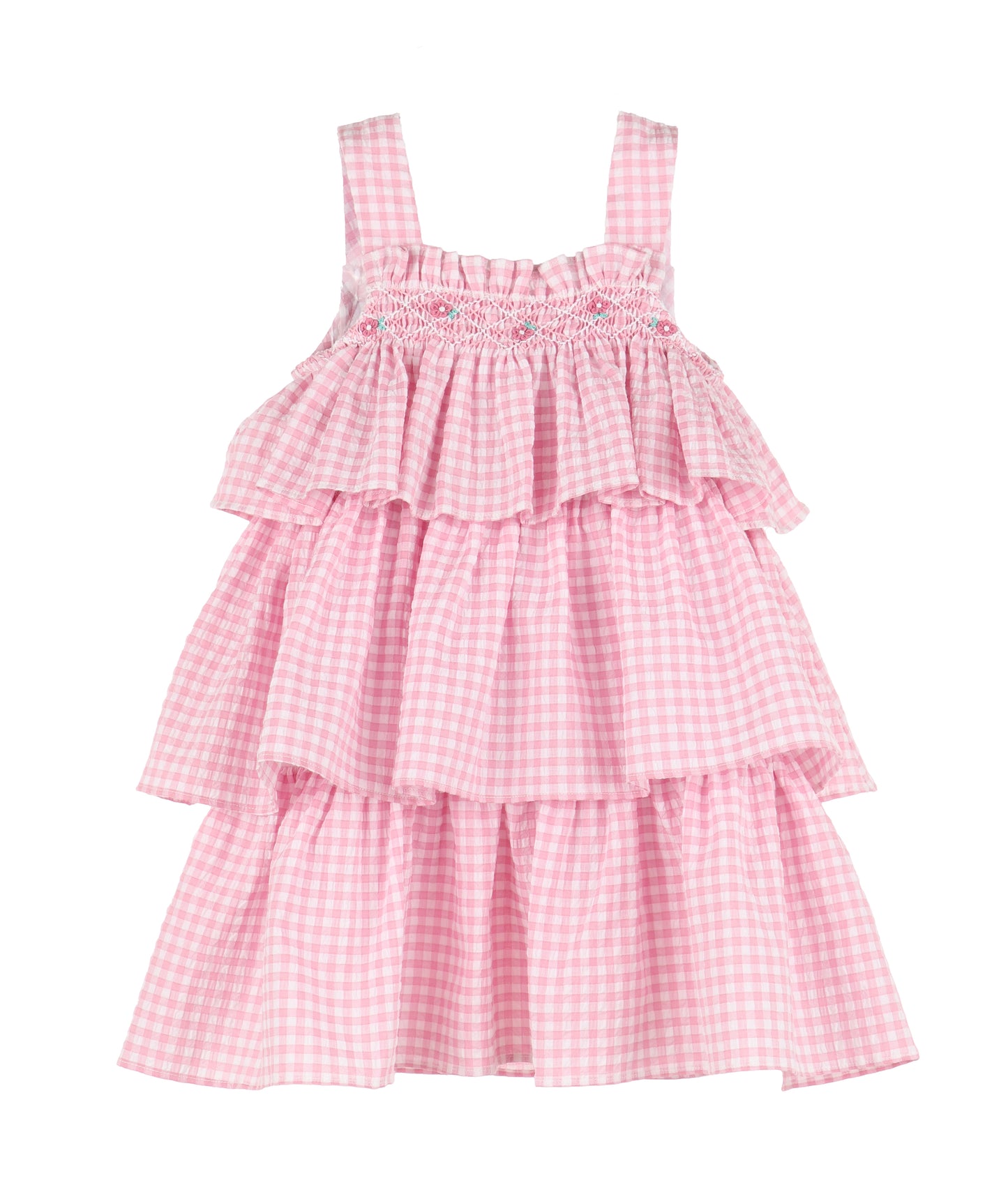 VICHY SMOCK RUFFLE DRESS