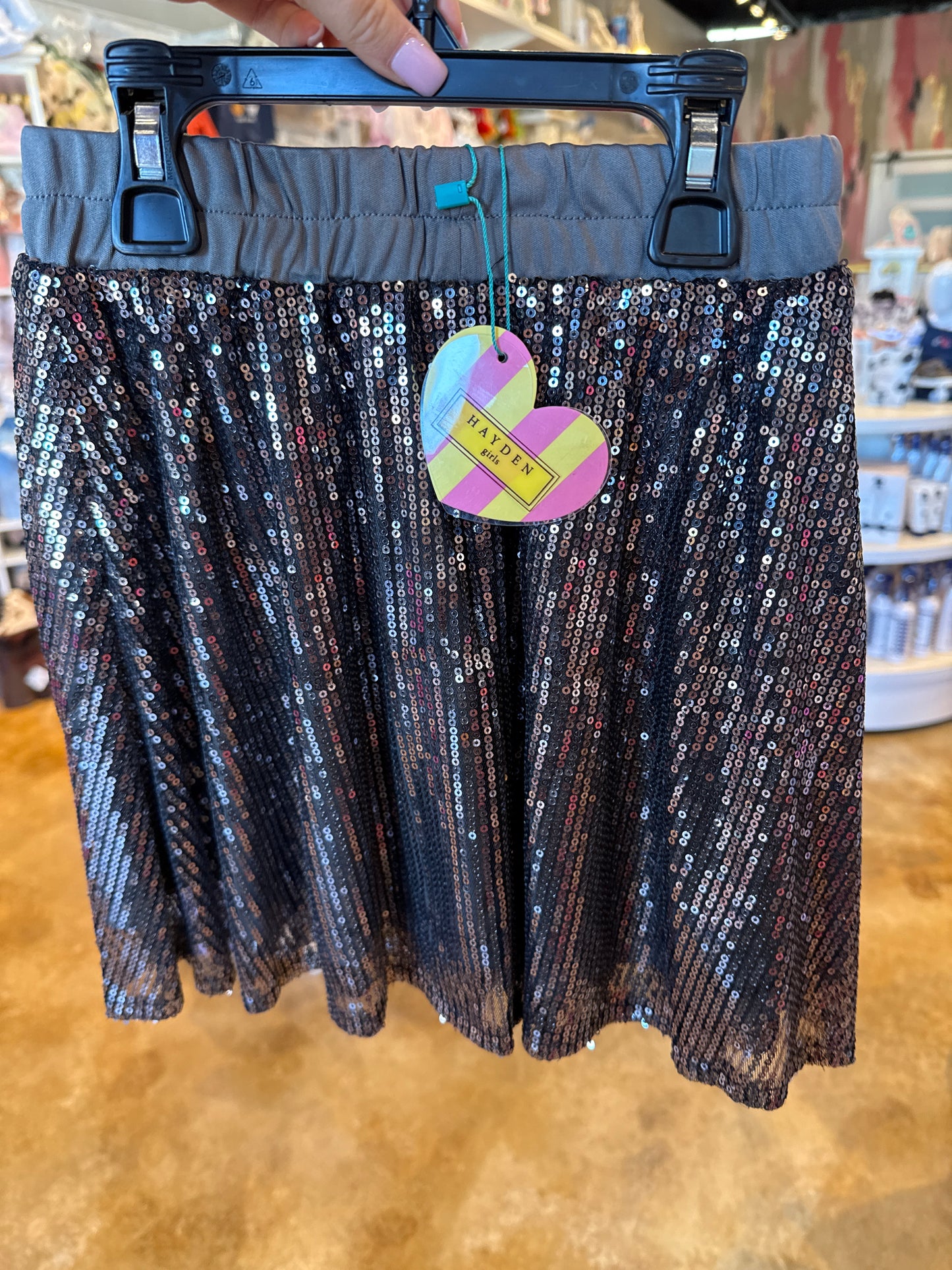 Girl's Elastic Waist Sequin Flare Skirt