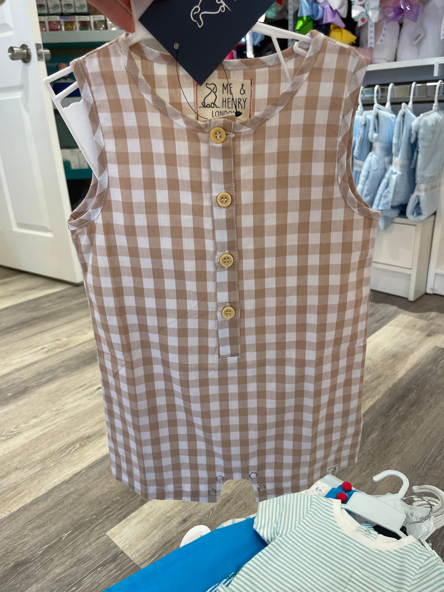 CABIN BEIGE PLAID PLAYSUIT