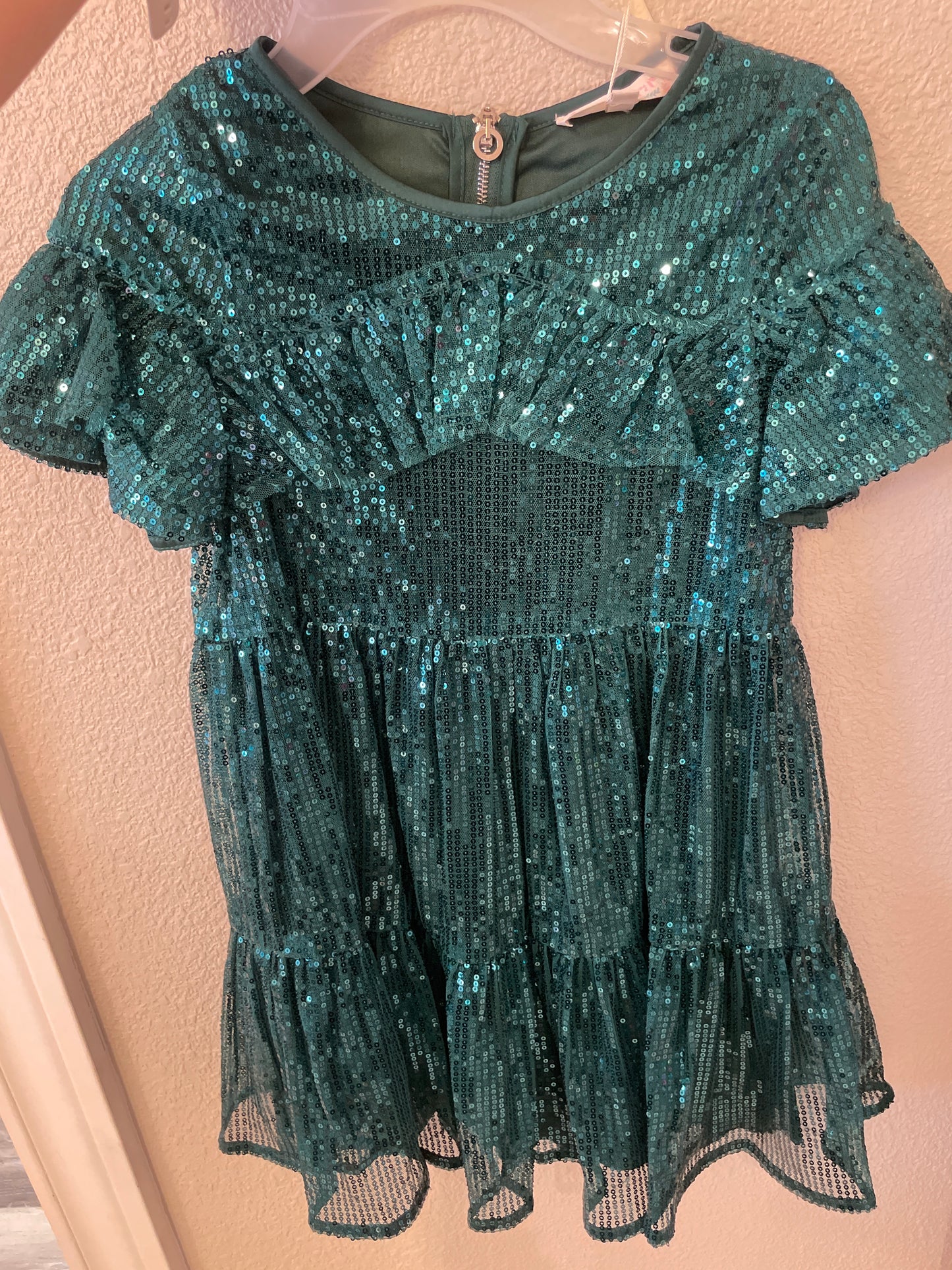 Sequined Tiered Green Dress