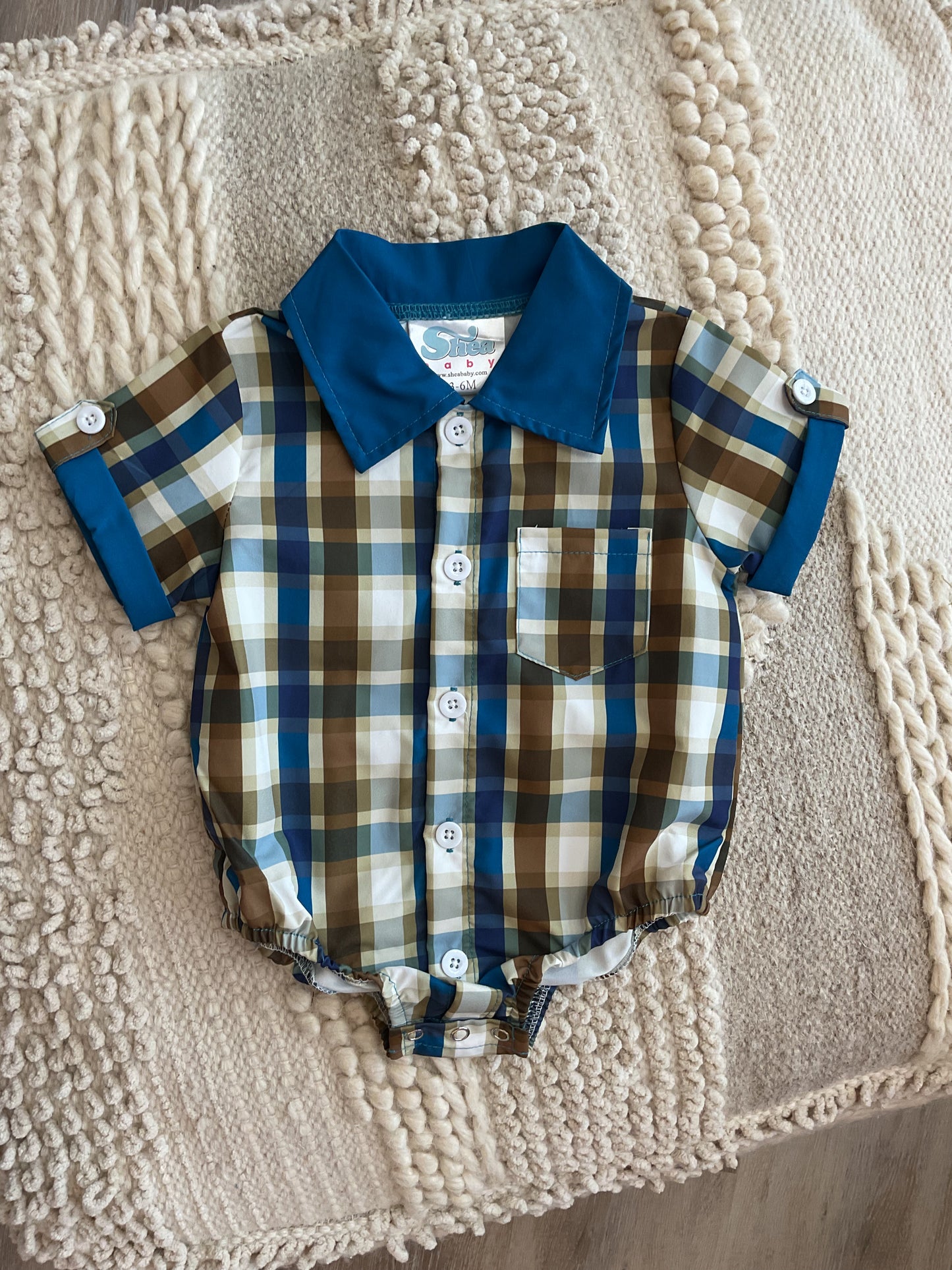 BLUE PLAID SHORT SLEEVE SHIRT