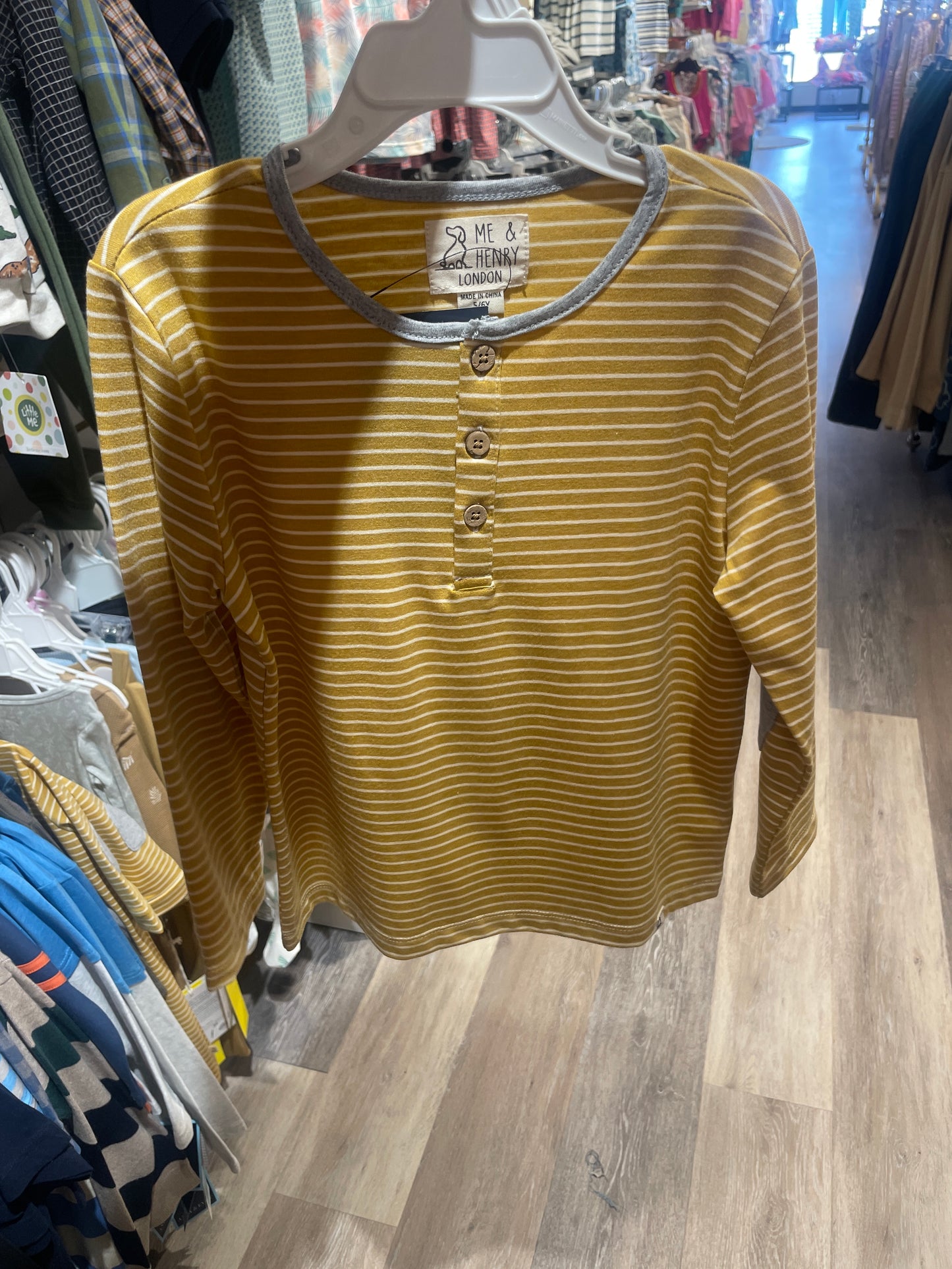 Gold/White Stripe Henley Shirt