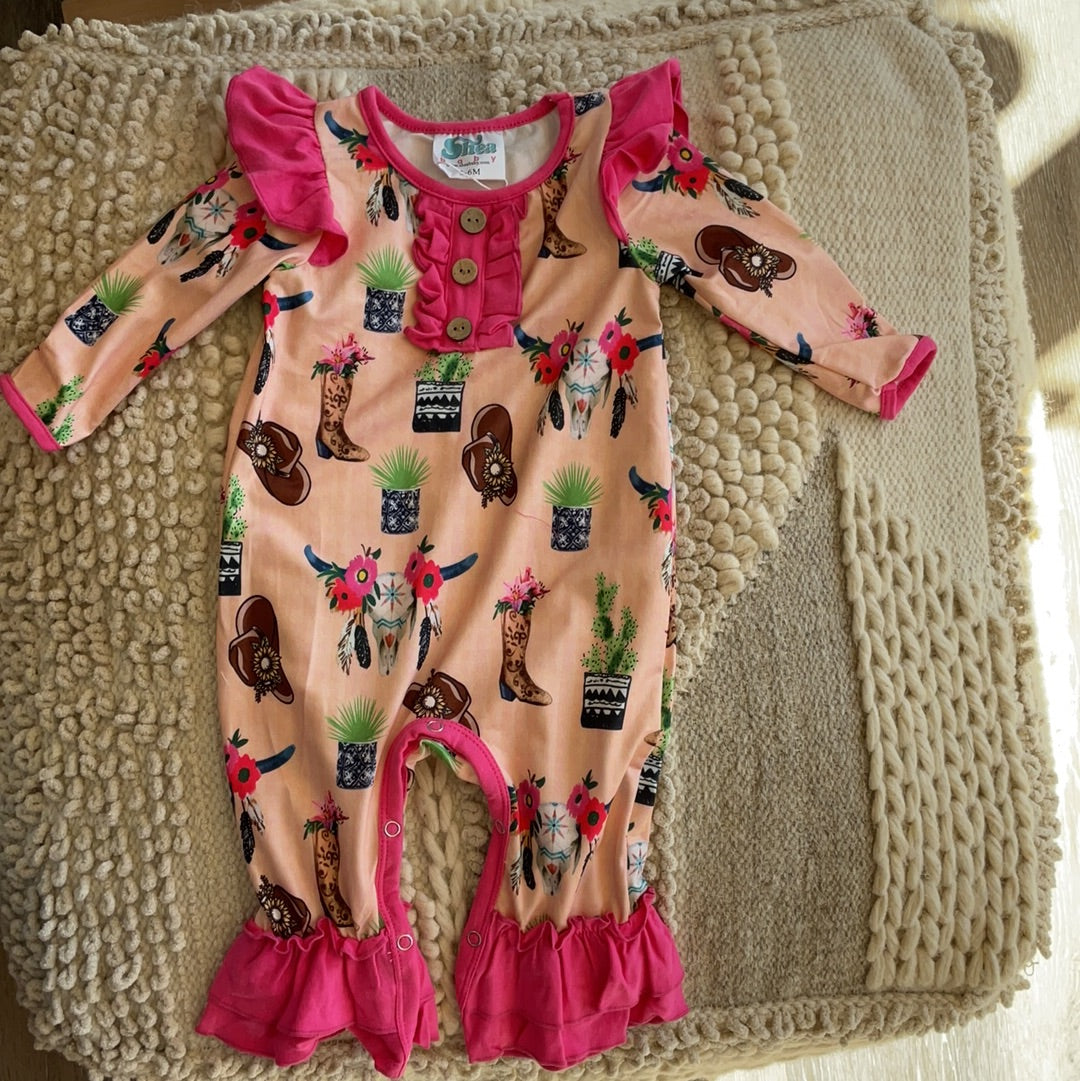 STEER HEAD RUFFLE ROMPER