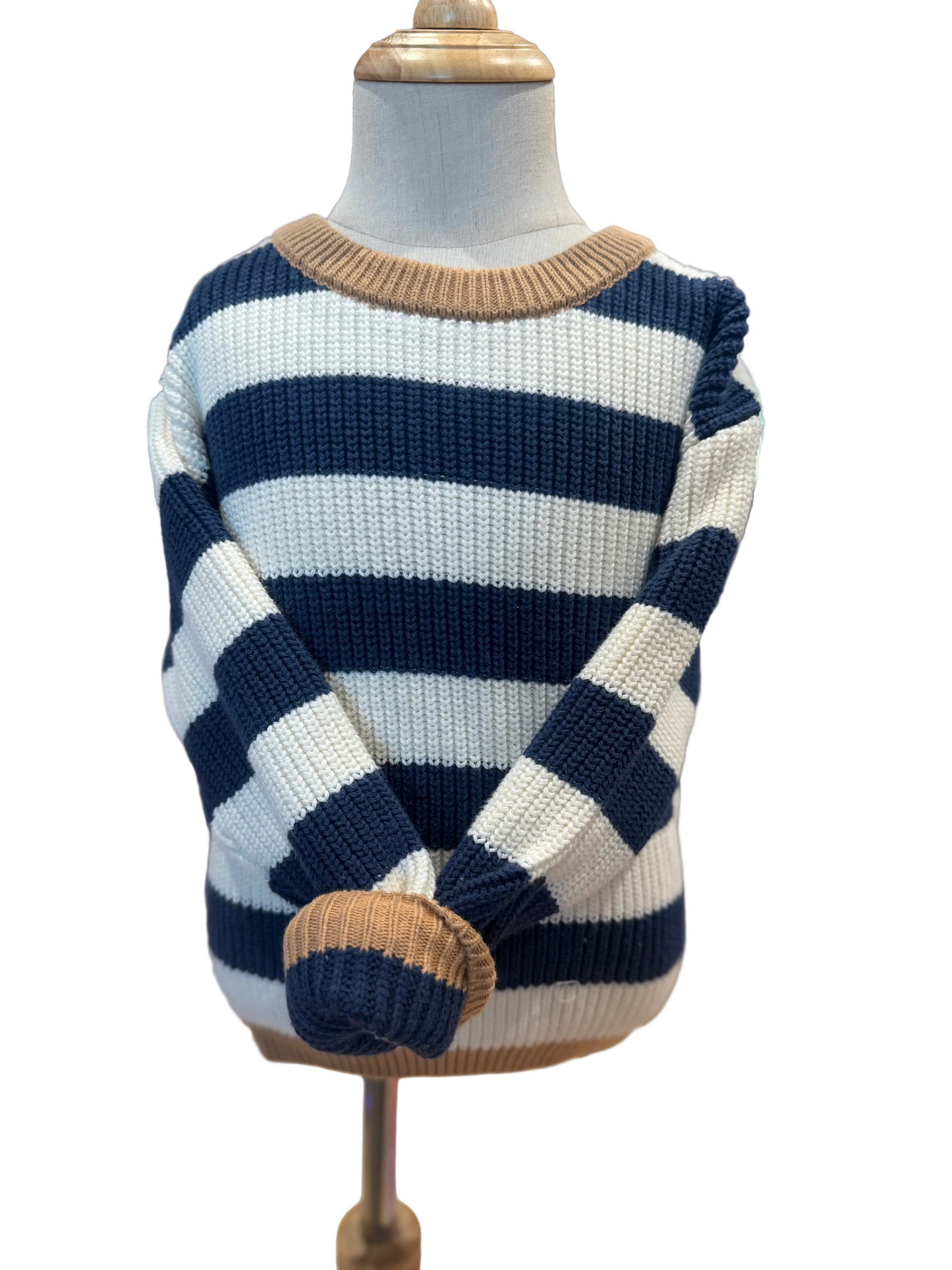CHARCOAL BRONZE STRIPE KNIT SWEATER