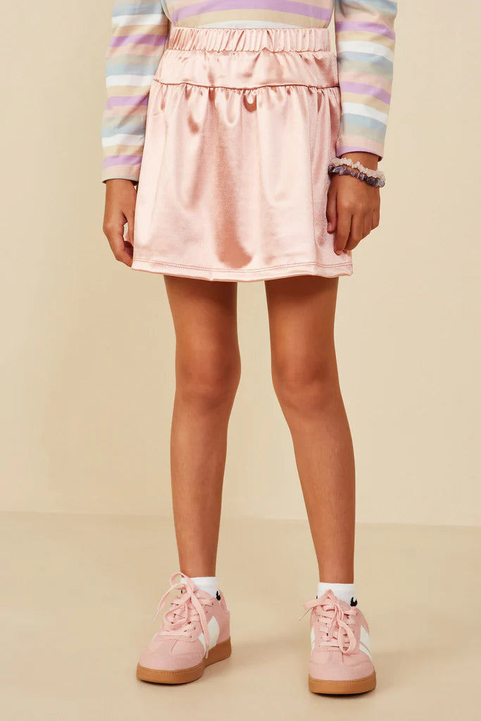 Girls Elastic Waist Banded Metallic Skirt