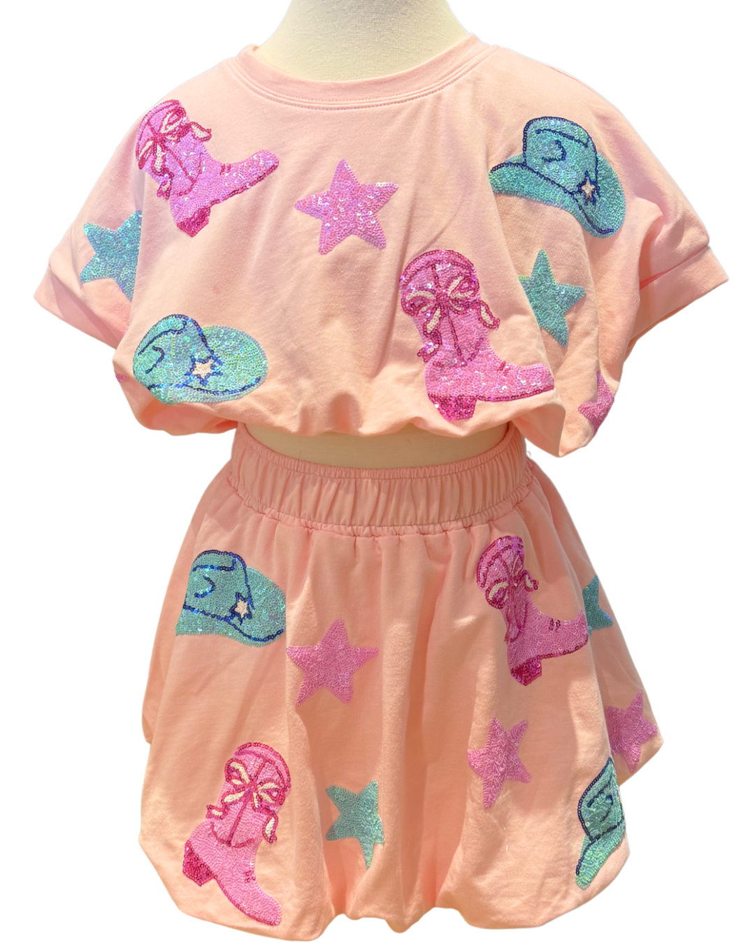 Cowgirl Sequin Bubble Hem Skirt
