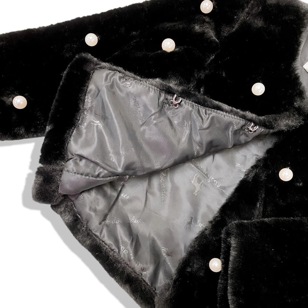 Pearl Stud Fur Coat