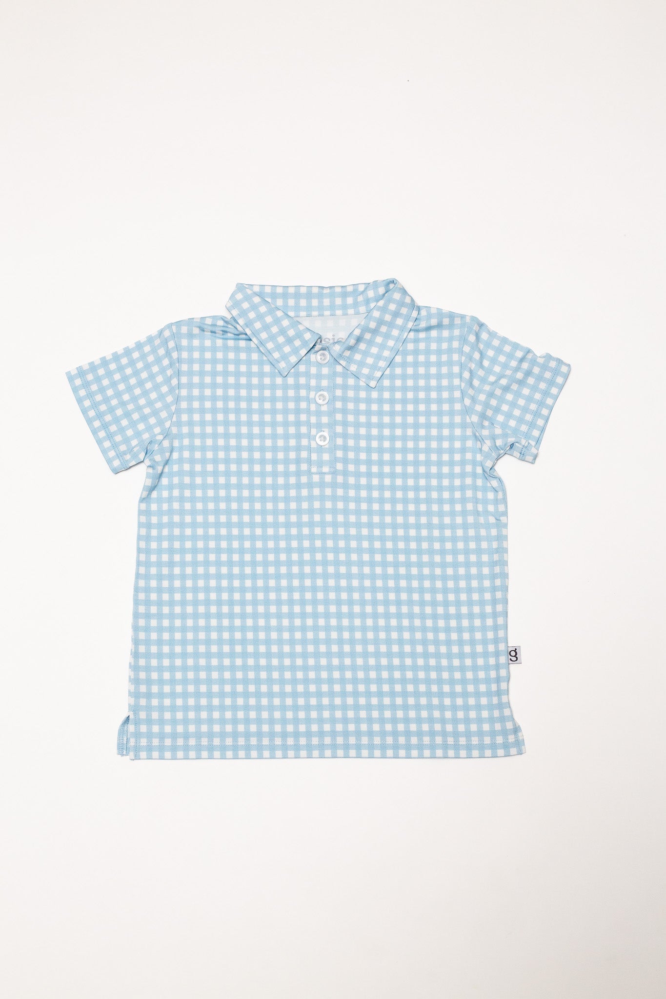 Blue Gingham SS Polo Shirt