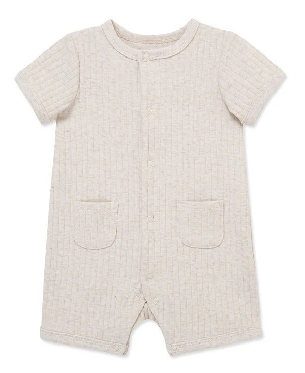 Oatmeal Rib Knit Pocket Romper