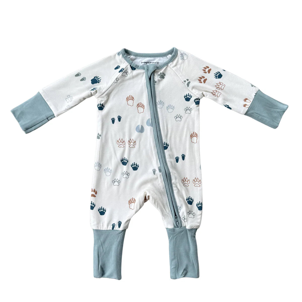 Footprints Long Sleeve Zip Romper