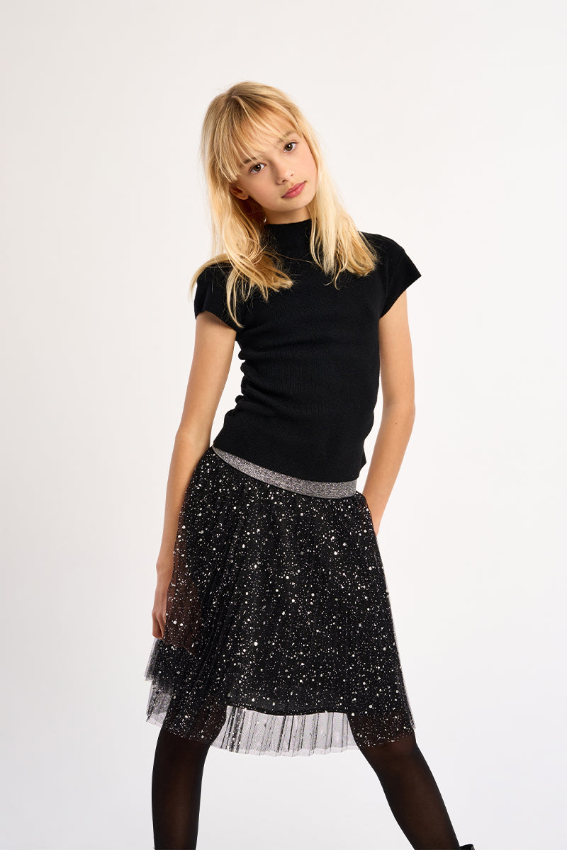 Girls Black Knitted Top