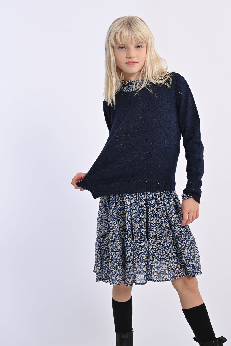 Girls Navy Knitted Sweater