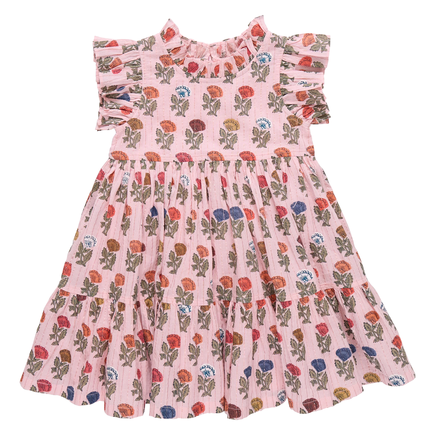 Girls Jennifer Dress- Multi Flower Drop