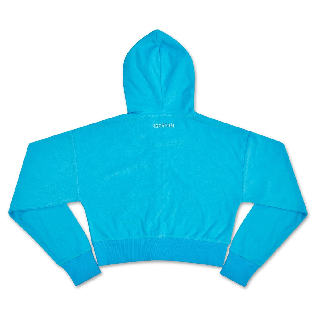 Turquoise Terry Cropped Zip-Up shirt