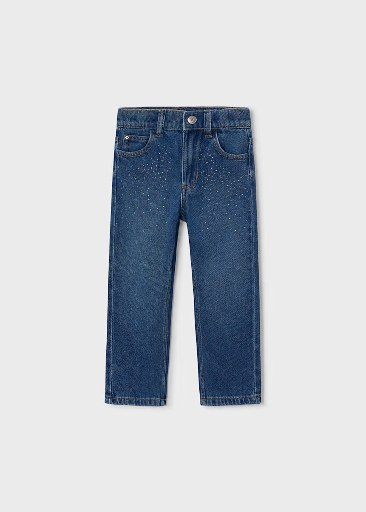 Girls Printed Long denim Pants