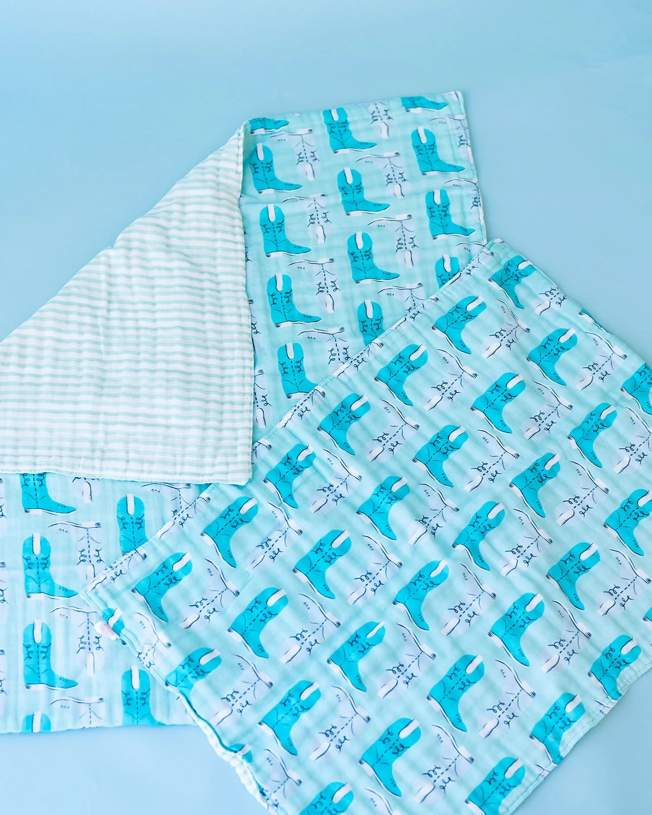 Green Boots Muslin Blanket