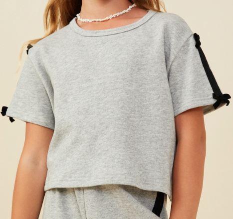 Heather Grey Bow Set