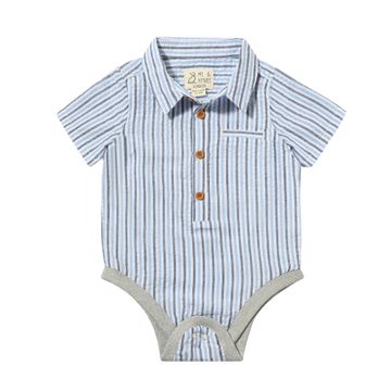Blue/Navy/White Seersucker Woven Onesie