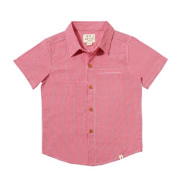 Red/White Micro Plaid Woven Shirt