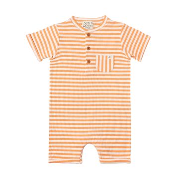 Tangerine/Cream Striped Rib Hanley Romper
