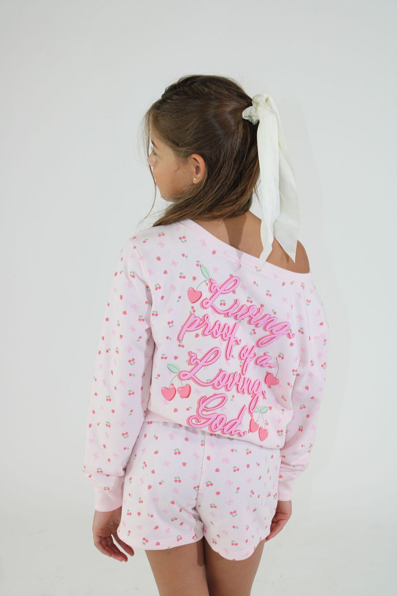 Micro Berry All Over Print Wide Neck Sweatshirt