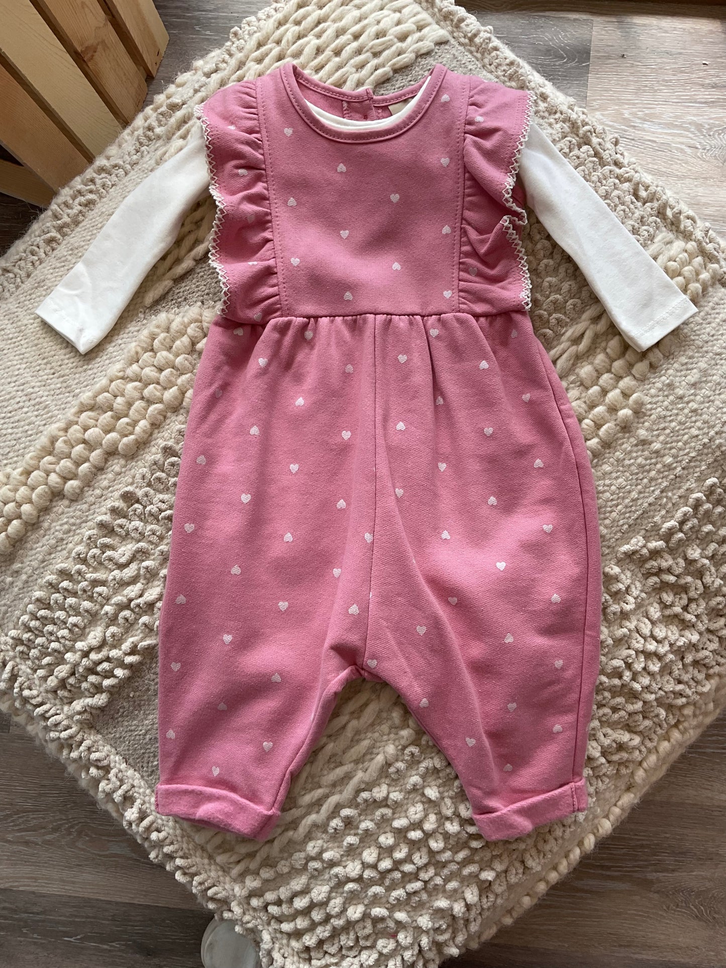 PINK WITH WHITE HEARTS JUMPSUIT
