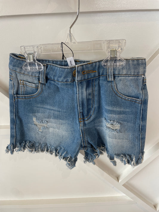 FRAYED HEM DENIM SHORTS