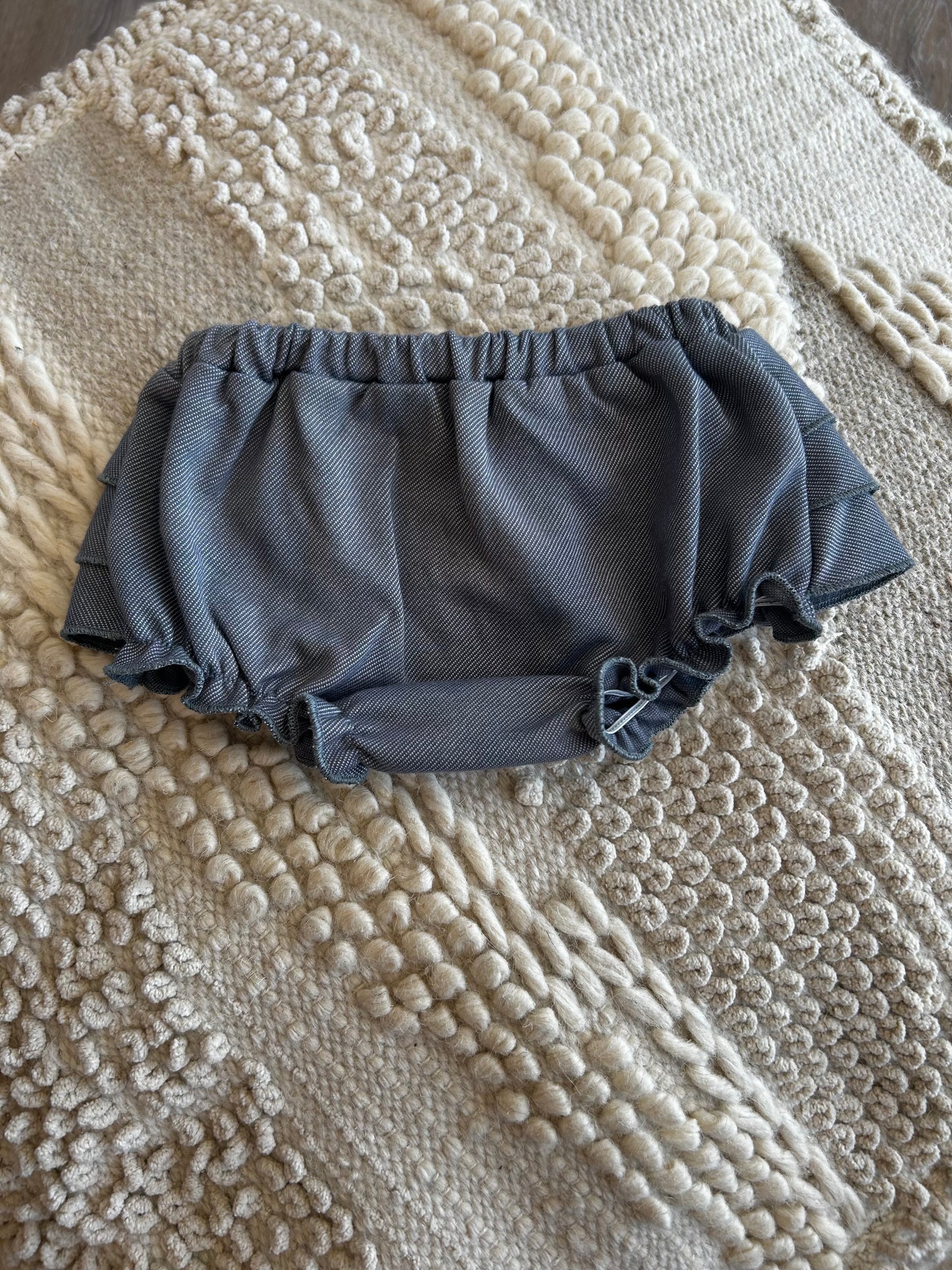 ORGANIC RUFFLE BLOOMER RUST DENIM