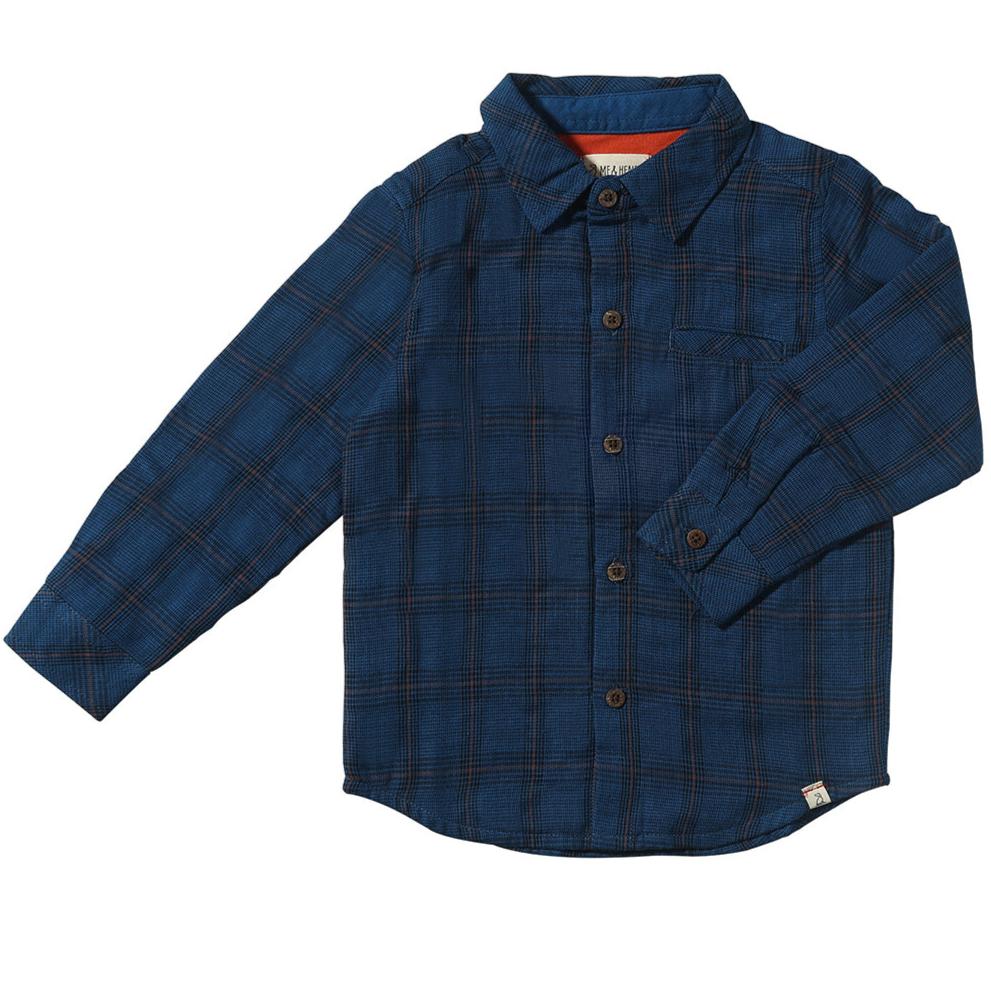 Royal/Black Micro Plaid Woven Shirt