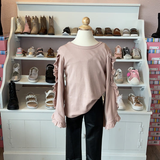 BLUSH RUFFLED SLEEVE TOP
