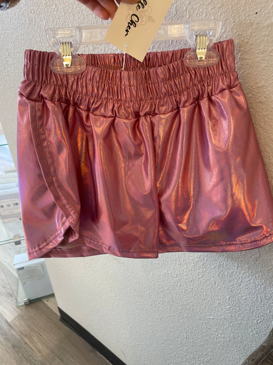 LIGHT PINK METALLIC SHORTS