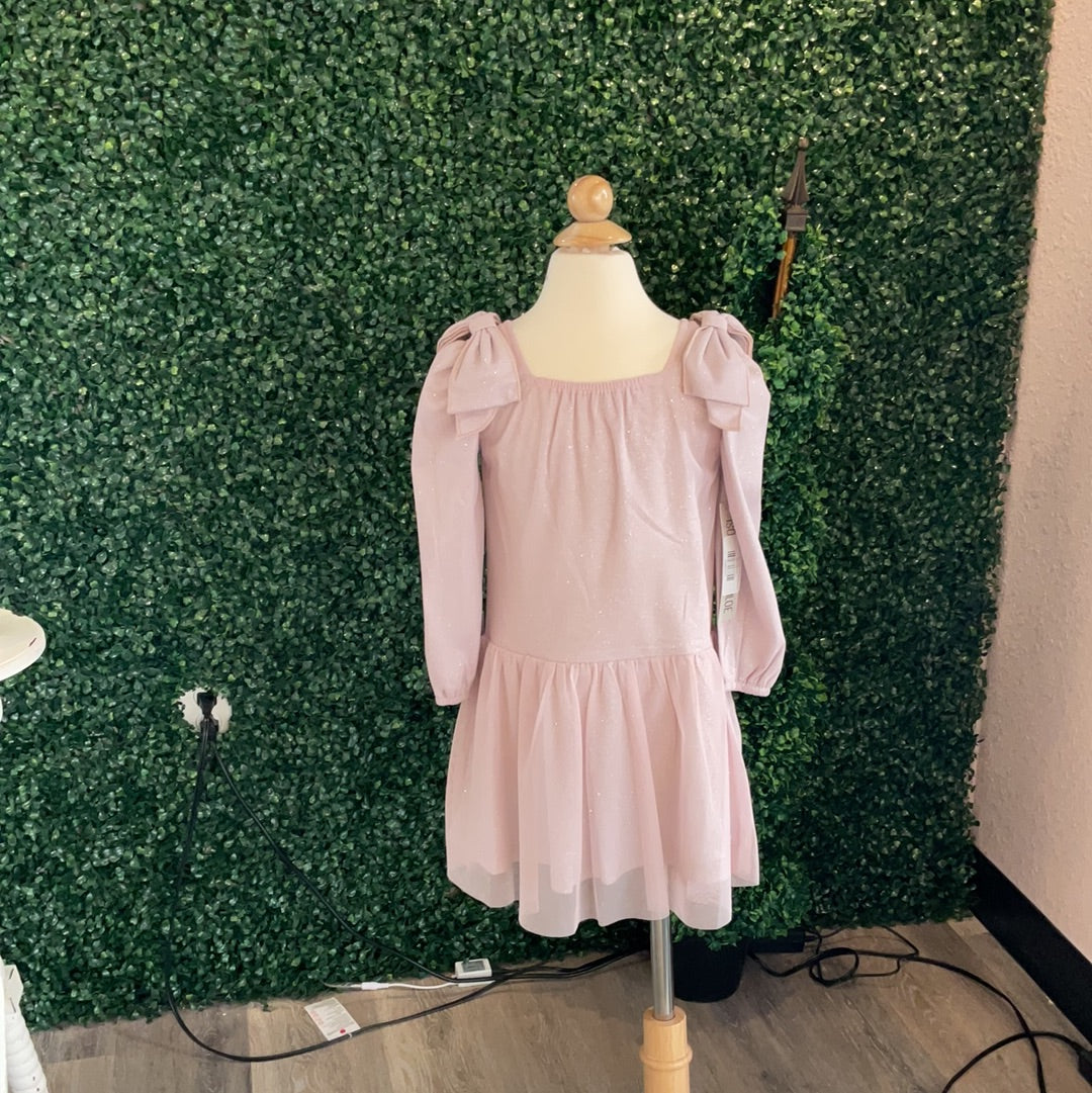 PHOEBE BOW SOFT TULLE AND SPARKLING KNIT DRESS